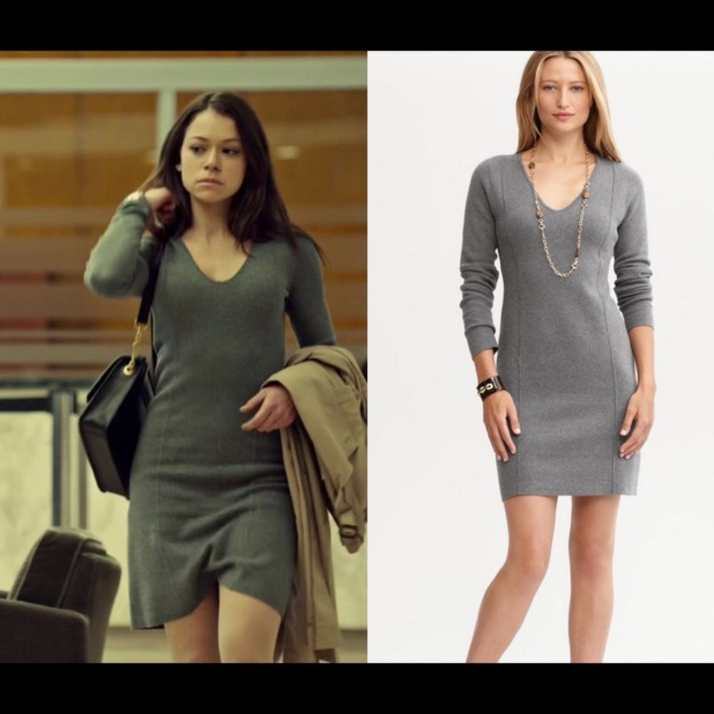 Banana Republic Long Sleeve V-Neck Sweater Dress ASO Orphan Black